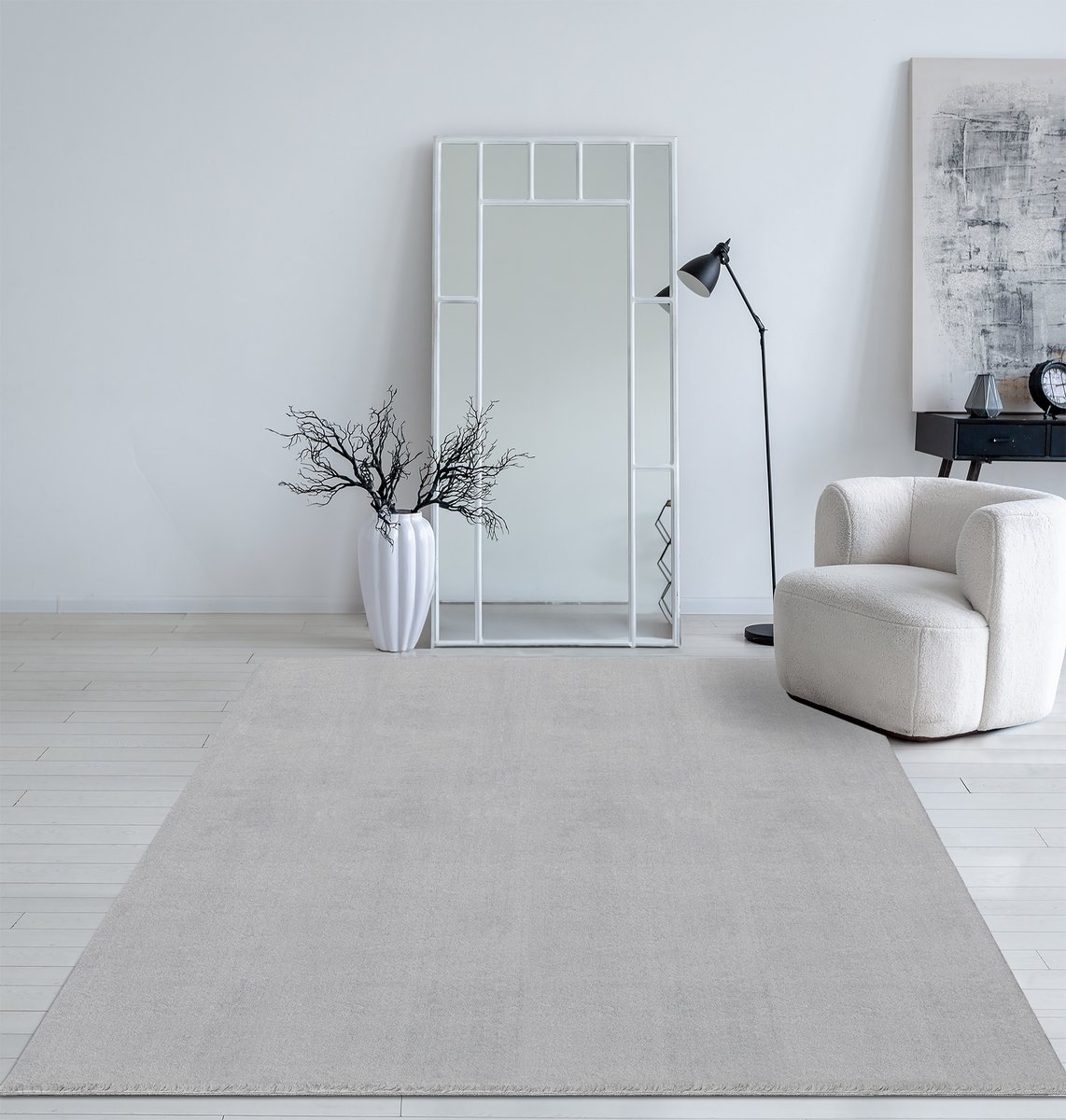 Mia’s Teppiche Taos – superzacht kortflor vloerkleed met antislip rug, wasbaar, grijs, 240 x 340 cm