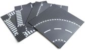 Set Wegplaten geschikt voor verschillende bouwsteenmerken - 4 Stuks - Race baan - Wegen Bouwplaten - Straat Bouw Platen - Weg Plaat - Bouwstenen - geschikt voor LEGO