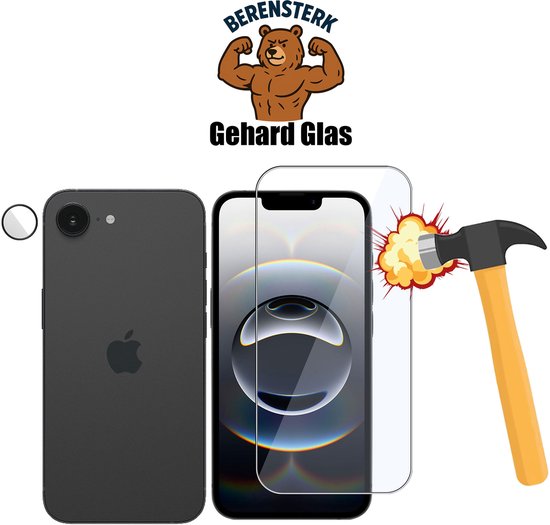 Protection d'écran + Caméra pour Apple iPhone 16e Protection d'écran - Glas trempé - Rounded - Proteqt+