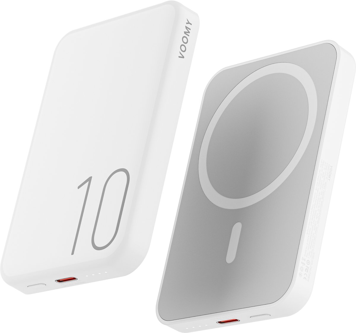 Voomy MagSafe Powerbank - 10000 mAh – 20W USB C snellader - Draadloze Powerbank - Geschikt voor iPhone 12/13/14/15/16 - Noodpakket - Wit - Voomy - €29,99
