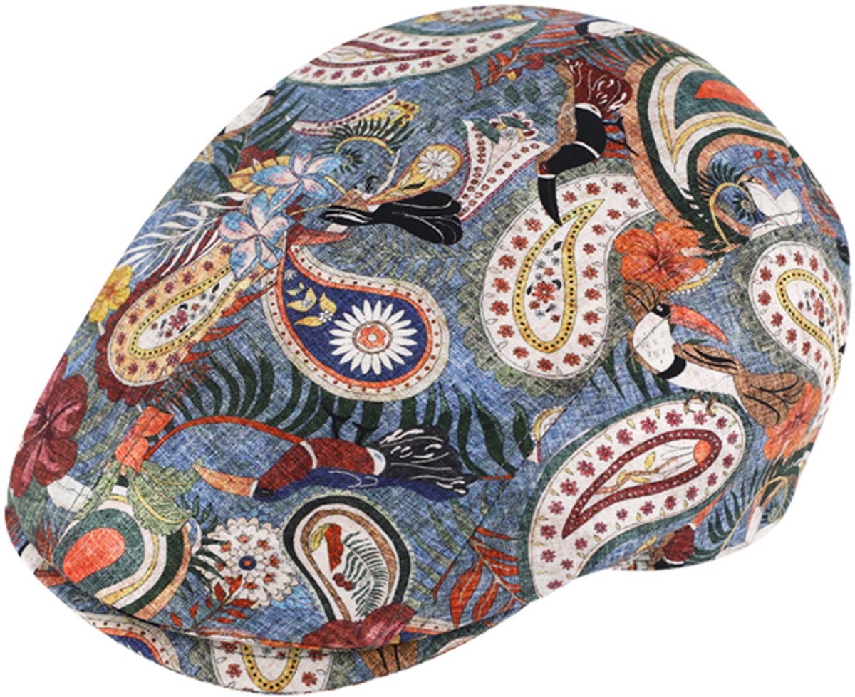 Flatcap paisley patroon zomer 100% Katoen maat XL 61cm (blauw)