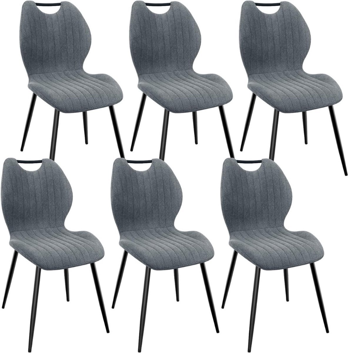 Thuys - Stoelen 6 Stuks - Stoelen - Donkergrijs - 40cm x 48cm x 86cm