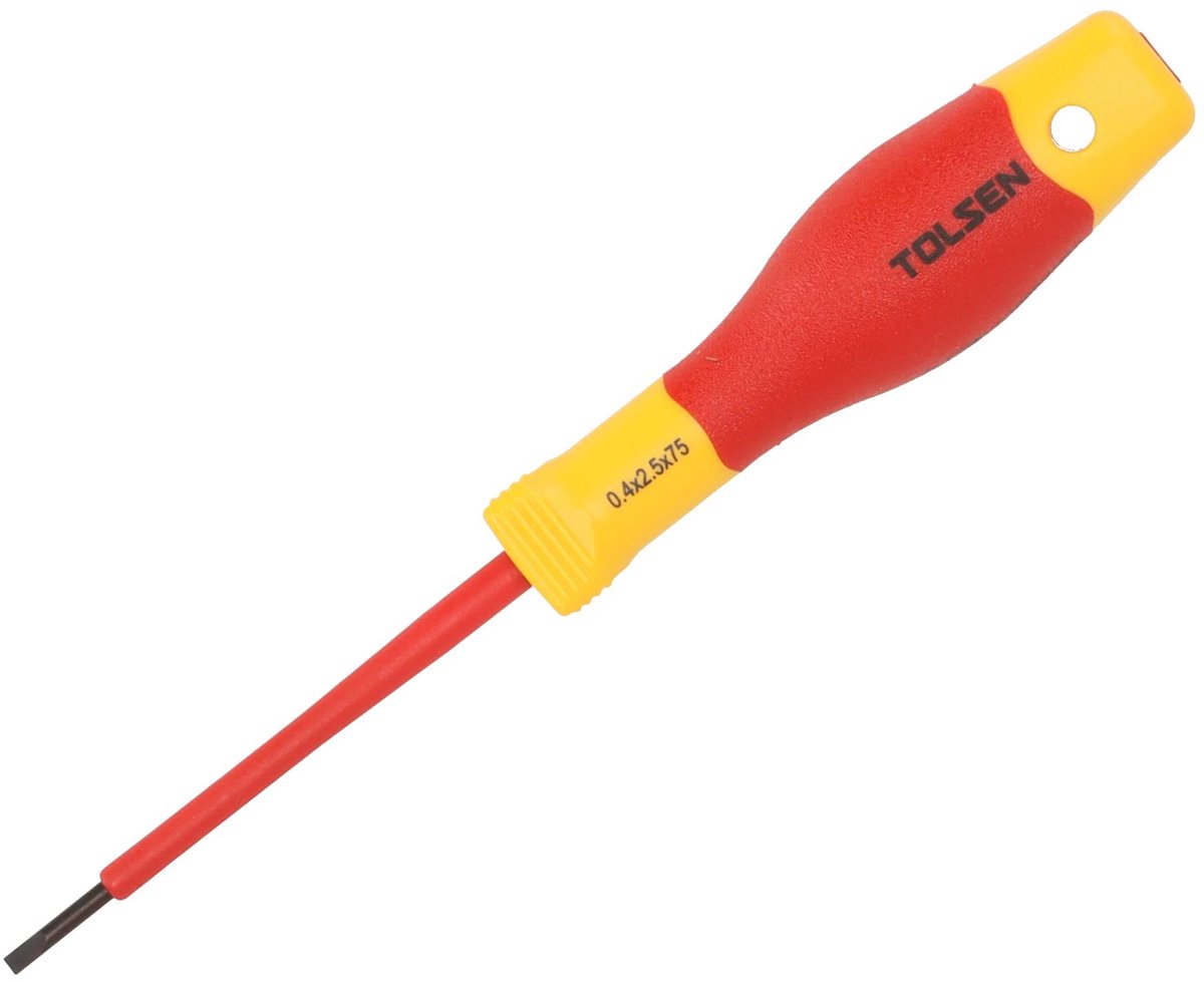 Tolsen Schroevendraaier VDE Premium - Sleufschroevendraaier - Platte schroevendraaier 0.4 x 2.5 x 75 mm