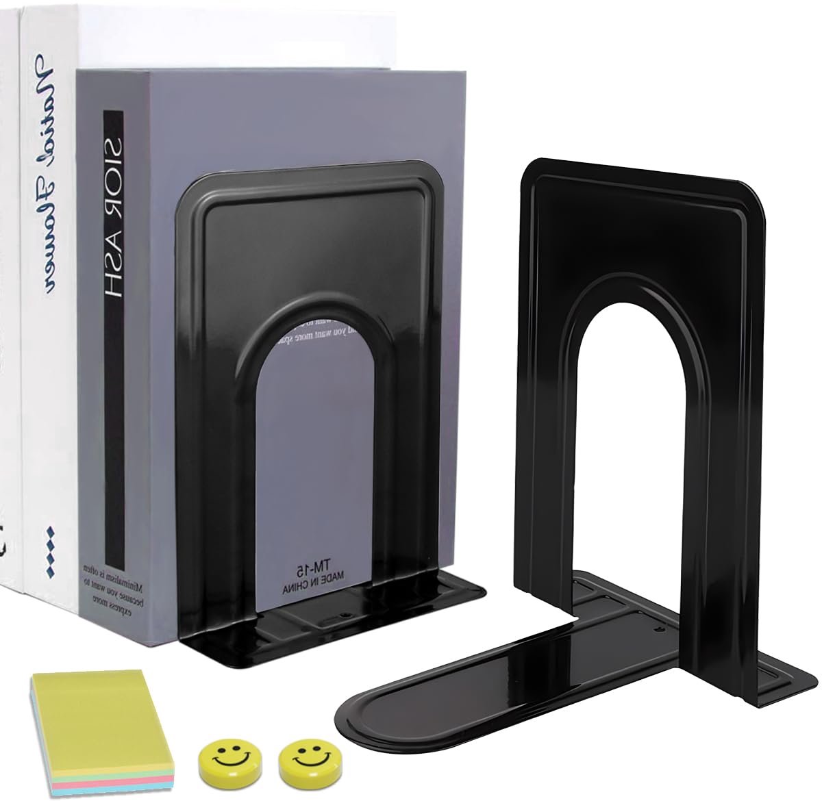 Ibenzoa Robuuste Metaal Boekenstandaards – 2 Stuks, Zwart, 17x12x15cm – Optimale Ondersteuning voor Boeken en Documenten