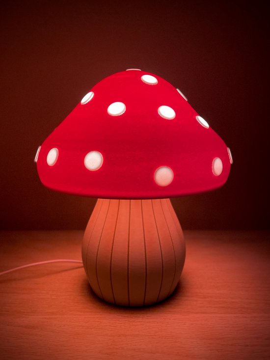 Droomlampje Paddenstoel – LED lampje met Zacht Rood Licht – Sprookjesachtig Design – Voor Kind & Babykamer – Droomlampjes Nachtlampje Paddenstoel