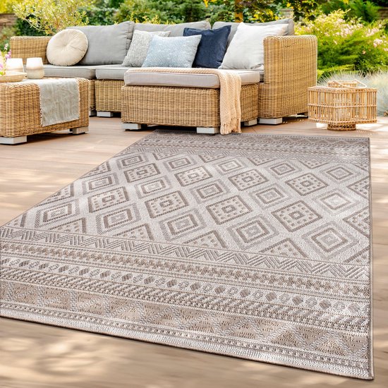 OIGAE Outdoor tapijt - 150 x 240 cm zwarte tapijten weer- en UV