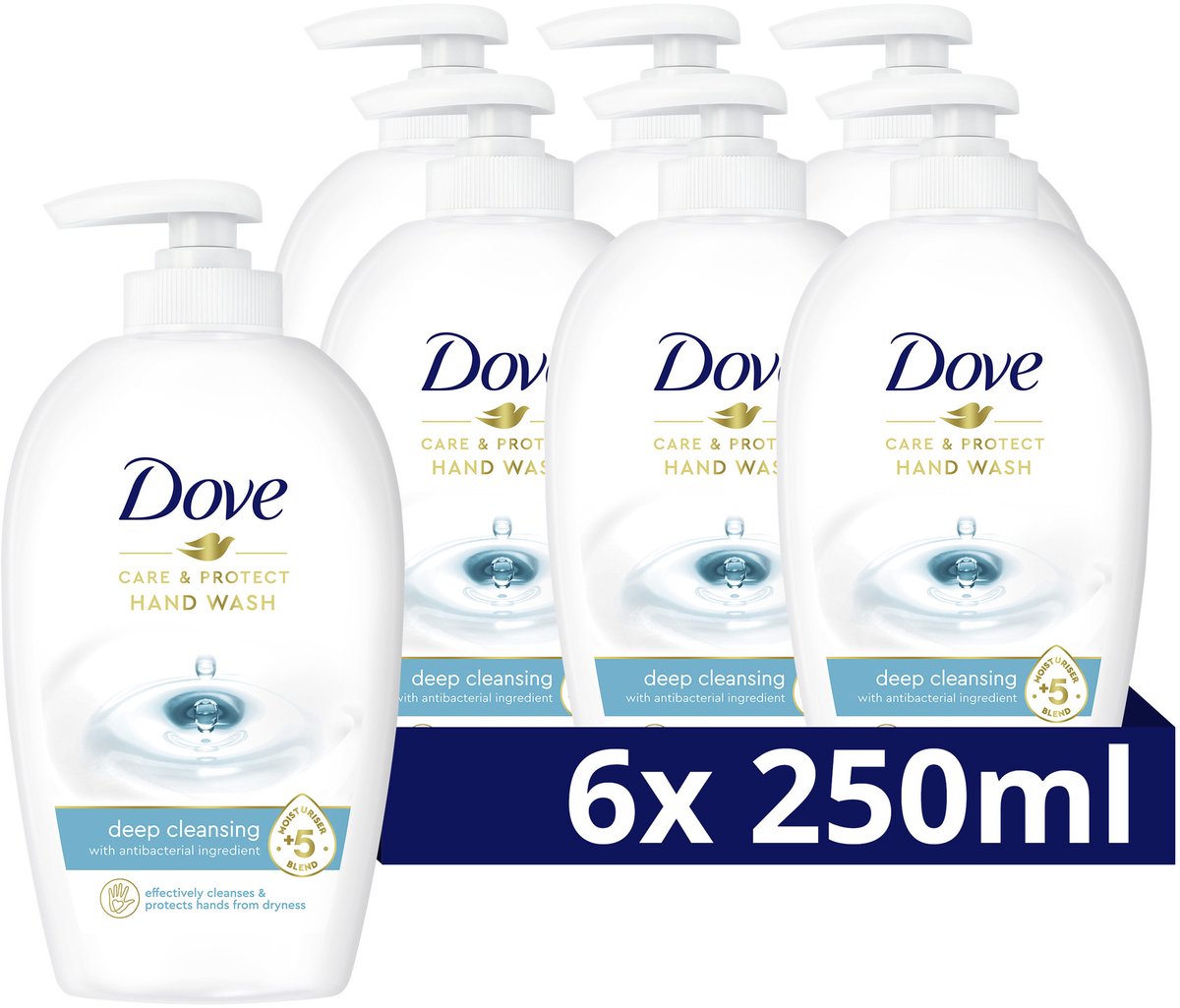 Goedkoopste Dove Verzorgende Handzeep - Care & Protect - voor effectieve antibacteriële reiniging - 6 x 250 ml