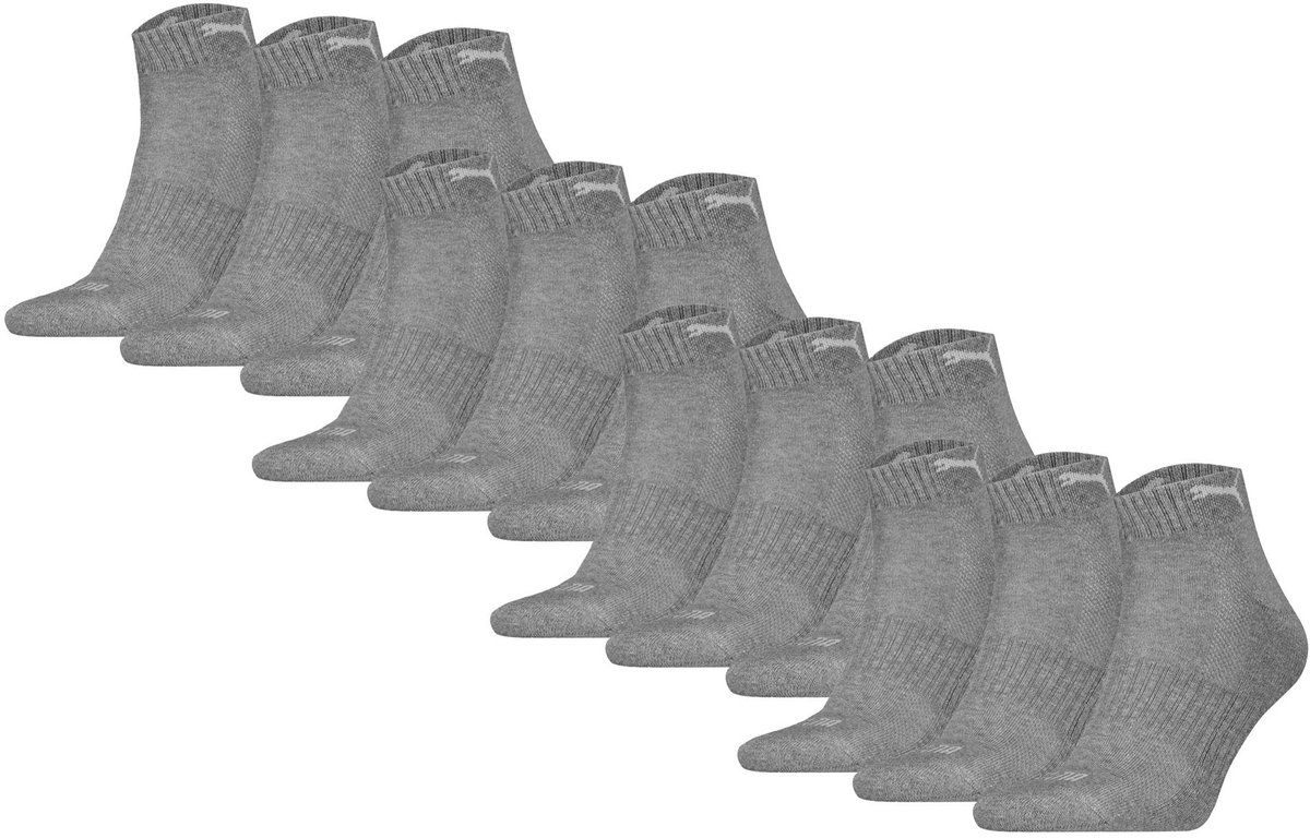 Puma Sokken Cushioned Quarter 12P Verpakking van 12 Grijs