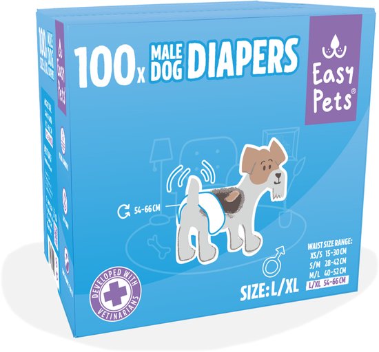 Easypets Dog Diapers Male - Hondenluiers Reu - L/XL - 100 stuks - Voordeelverpakking