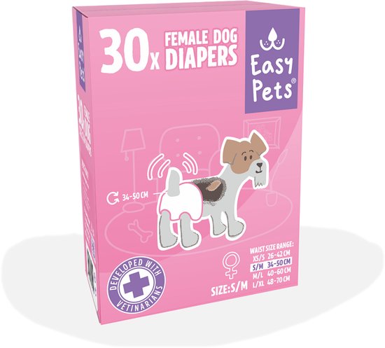 Easypets Dog Diapers Female - Hondenluiers Teef - S/M - 30 stuks - Loopsheidbroekje - Grootverpakking