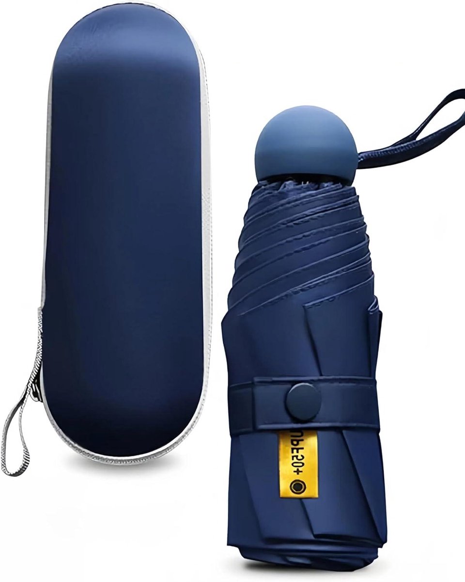 Opvouwbare reisparaplu - Draagbaar, compact, winddicht, UV-bescherming - Navy Blauw