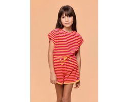 Woody shortje gestreept fuchsia/oranje - 251-10-SHG-T/945 - maat 14 jaar