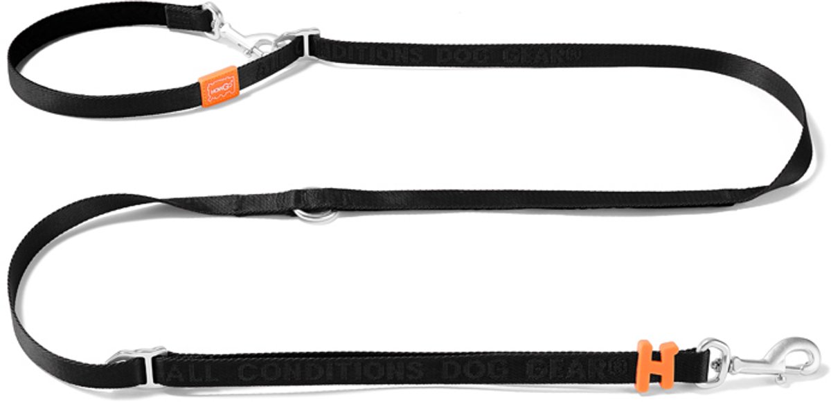 HowGo™ 8-in-1 Dog Training Leash (Black) - 1 Leash 8 Uses / Walking Running Jogging Training / Hands Free / Lightweight 140 grams / Durable Nylon / Adjustable 1.3m to 2.2m / wtih Padded Handle / Crossbody Waist / for All Size Dogs for All Breeds