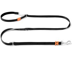 HowGo™ 8-in-1 Dog Training Leash (Black) - 1 Leash 8 Uses / Walking Running Jogging Training / Hands Free / Lightweight 140 grams / Durable Nylon / Adjustable 1.3m to 2.2m / wtih Padded Handle / Crossbody Waist / for All Size Dogs for All Breeds