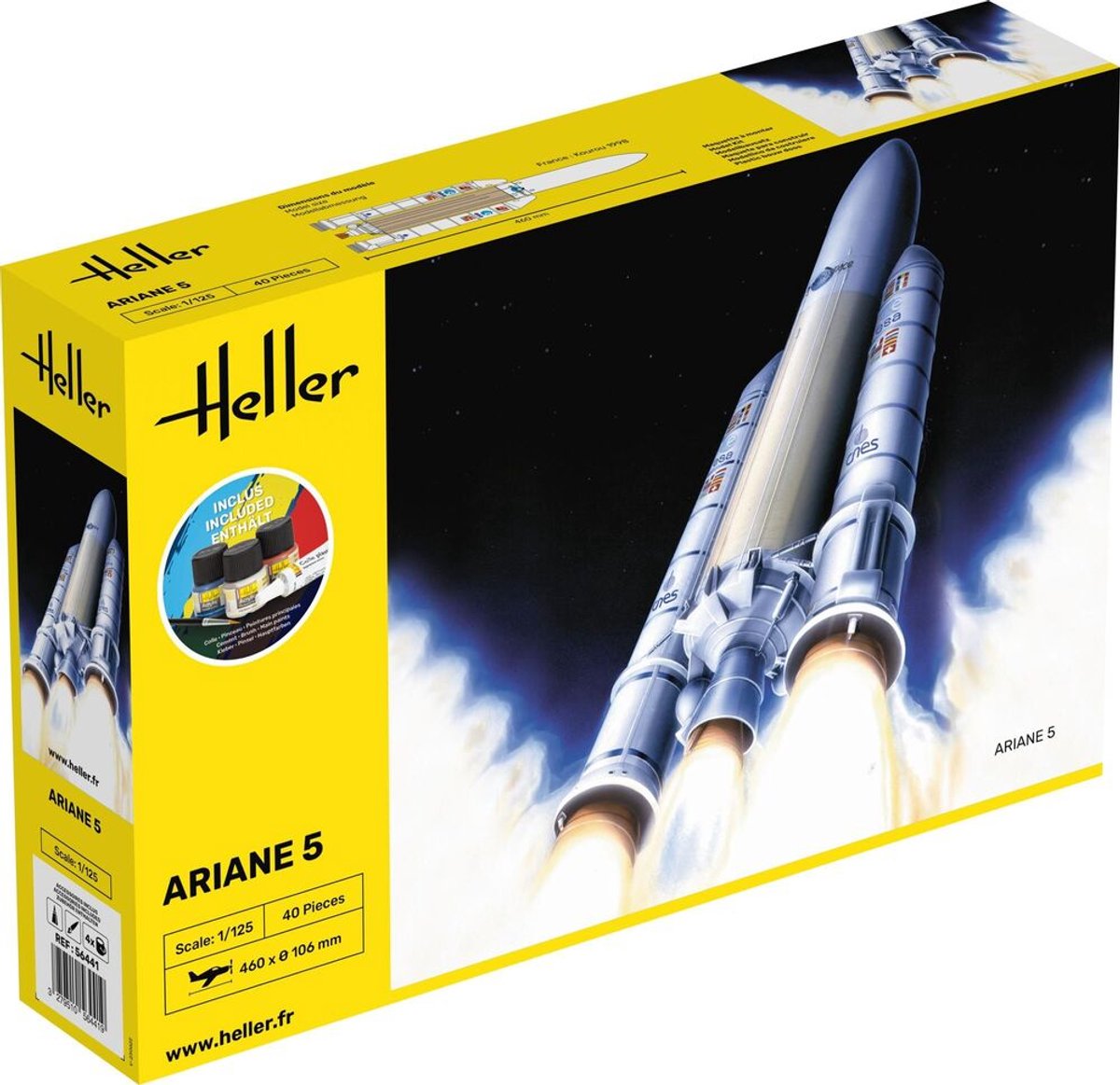 Heller Modelbouwpakket Ruimtevaart - 56441 Ariane 5 Rocket - Starter Kit Plastic - 1:125 - Modelbouw