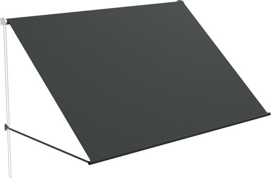 Aufun Parasol de balcon résistant aux UV - Store manuel rétractable en acier polyester store télescopique - store de balcon réglable en hauteur et en inclinaison Parasol de balcon - 200 x 145 cm - anthracite