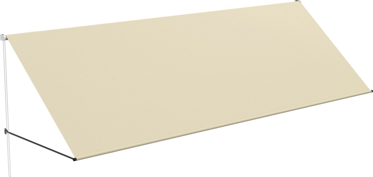 Aufun Balkon zonnescherm UV-bestendig - Handmatige luifel intrekbaar polyesterstaal telescopische luifel- balkonluifel in hoogte en helling verstelbaar Balkon zonnescherm - 400 x 145 cm - beige