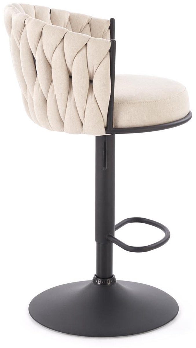 H125 kruk, poten - zwart, zitting - beige geweven, stof, verstelbaar
