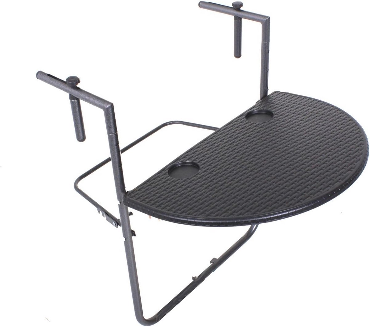 Balkontafel Klaptafel Rotan Look zwart - Ruimtebesparend en Weerbestendig