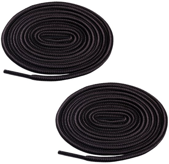 Fako Fashion - Schoenveters - Rond - Gevlochten Mix - 4mm - 100cm - 1 Paar - 2 Stuks - Zwart