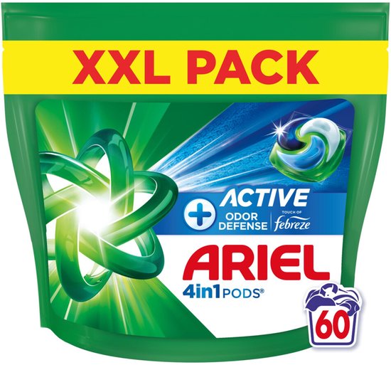 Ariel 4in1 Wasmiddel Pods Actieve Geurbestrijding - 60 stuks