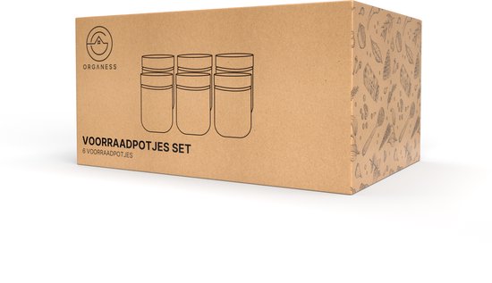 Bocaux de conservation Organess avec couvercle en Bamboe - Lot de 6 - Glas avec couvercle - Bonbonnière - Bocaux de conservation en verre
