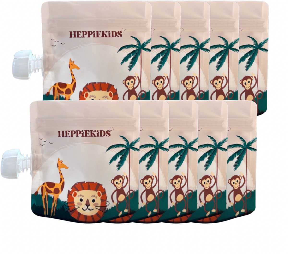 Goedkoopste Heppiekids® Herbruikbare Knijpzakjes - 10 stuks - BPA-vrij - Lekvrij - Voor Babyvoeding, Snacks & Knijpfruit - Hervulbaar & Duurzaam - Squeeze pouch
