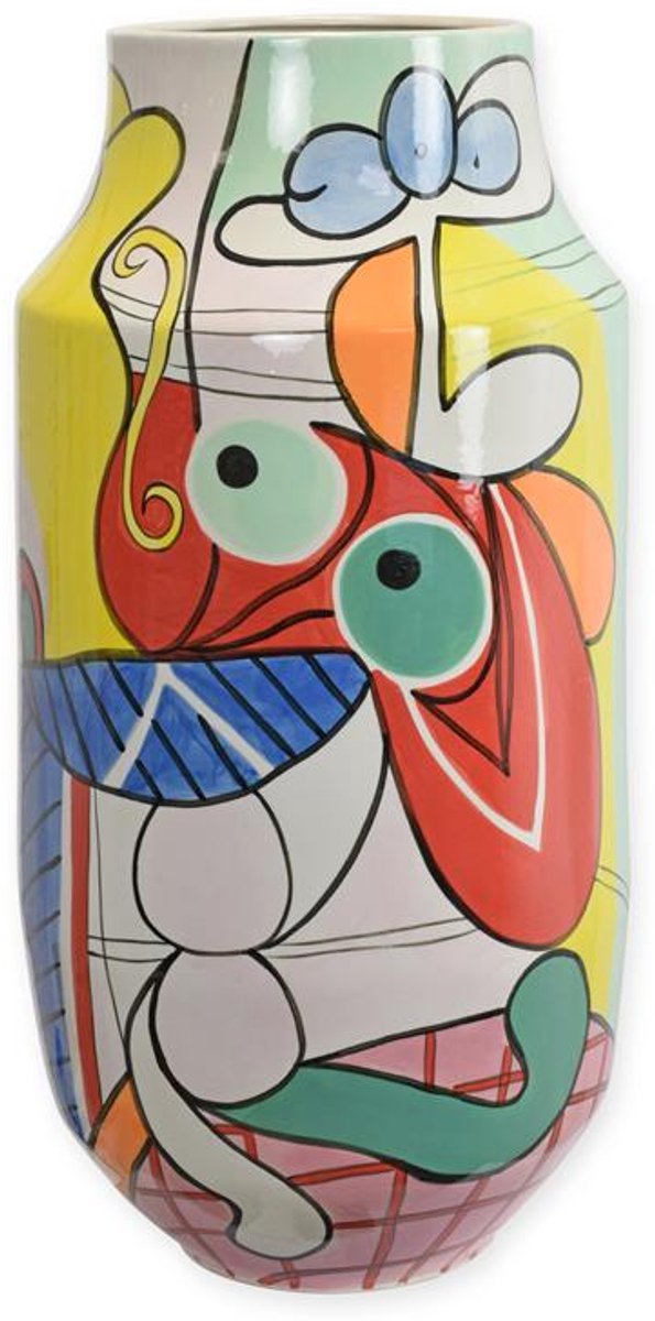 Porseleinen vaas met abstract motief – handgeschilderde designvaas van porselein – decoratieve eyecatcher voor interieur & kunstliefhebbers