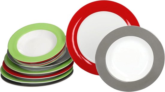Tognana Petra bordenservies voor 6 personen, 18-delig, porselein, meerkleurig
