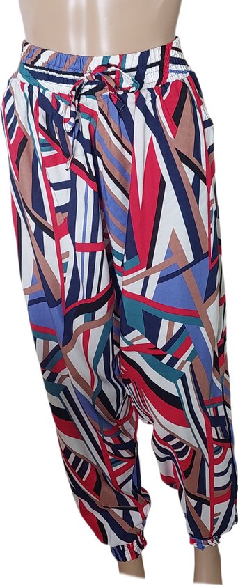 Broek - Zomerbroek - Yoga broek - Strandbroek - Palazzo - Elastische Band - Dames - Comfort - Kleur Wit/Rood/Zwart/Groen/Bruin/Paars - Maat 42-44