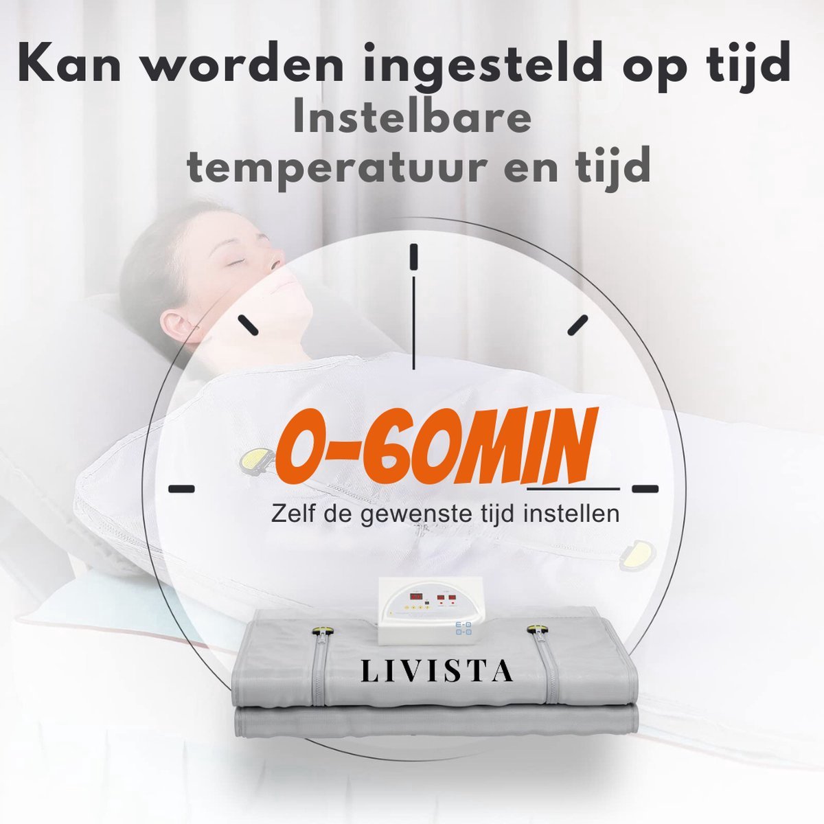 Afbeelding 2 van Livista Infrarood Sauna Deken - Elektrische Deken - Warmtedeken - Saunadeken - Infraroodtherapie Met Afstandsbediening - Grijs