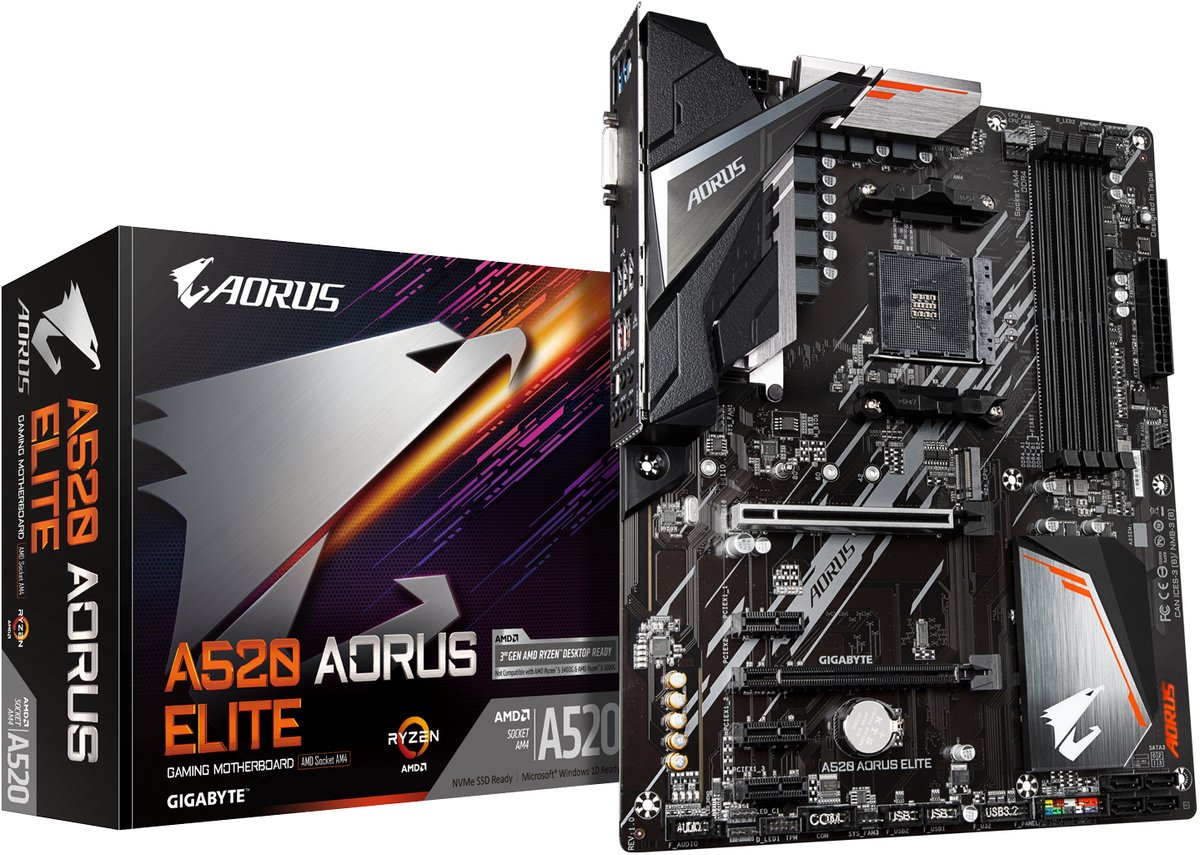 Gigabyte A520 AORUS ELITE moederbord AMD A520 Socket AM4 ATX