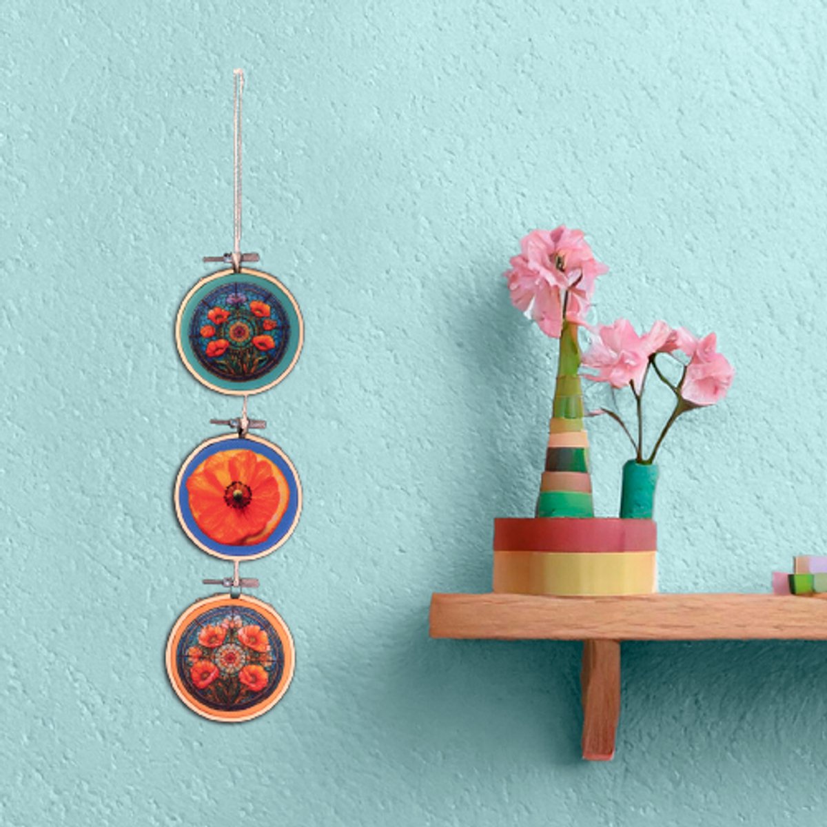 Ideasonthefloor.com - Cadeau onder 30 - Wandhangers - Wandhanger Juicy Poppy - 8 cm doorsnede - Lengte 45cm vanaf Ophangkoord