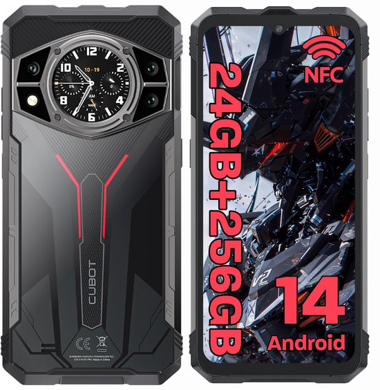 CUBOT KingKong AX 2024 Robuuste Smartphone Android 14 ,MTK G99,24GB+256GB, Dual-sim/ 6,58" & 1,32" dubbel scherm / 100 MP robuuste smartphone / IP68 IP69K waterdichte mobiele telefoon / 33W / GPS / NFC