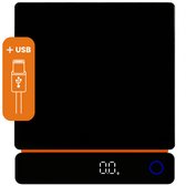 Bol.com Keukenweegschaal – 01g nauwkeurig – digitaal & USB-oplaadbaar – 5kg – LED display – zwart/oranje aanbieding