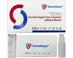 Ferritine Sneltest – Zelftest voor IJzertekort – Binnen 5 minuten resultaat – Eenvoudig thuis uit te voeren – 1 stuk