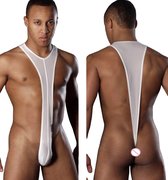 Mannen bodysuit deluxe | Wit | Heren | BDSM kleding | Erotische jumpsuit
