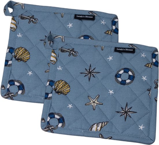 Ensemble de Maniques - 2 pièces - Cadeau pour elle - Mer - Plage - Blauw