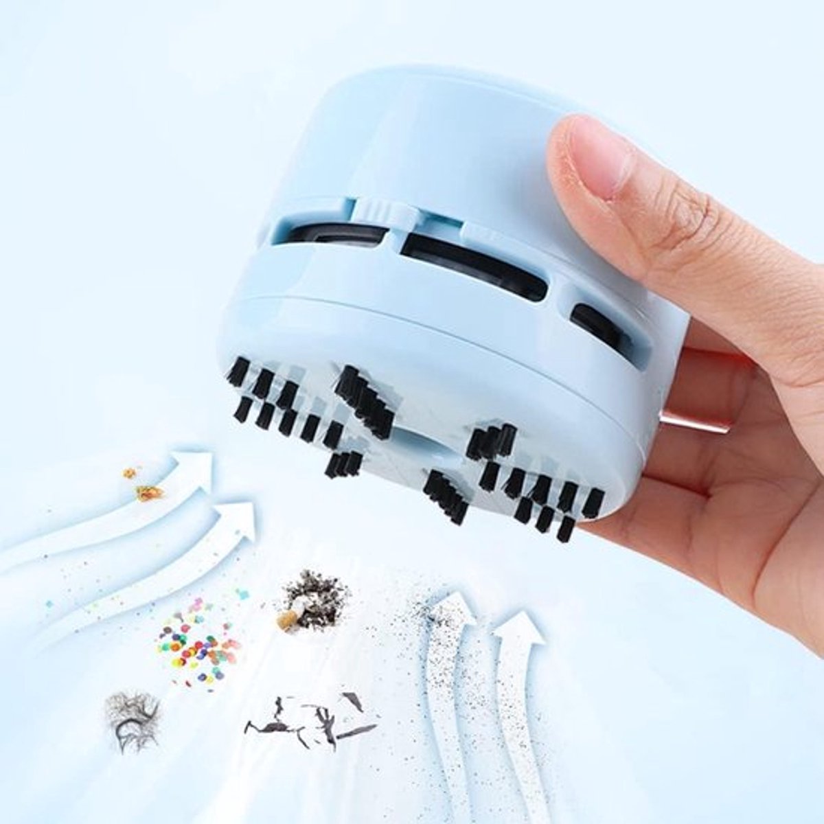 Mini Draadloze Tafelstofzuiger Blauw Handheld voor Kantoor - afbeelding 3