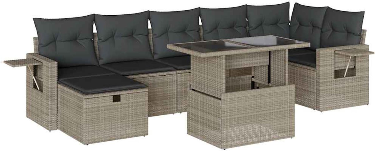 GIANTEX Tuinmeubelset van rotan, 3-delig, 1 tafel 2 fauteuils, lounge voor buiten, met kussen voor balkon, tuin, binnenplaats, terras, 3 kleuren (zwart