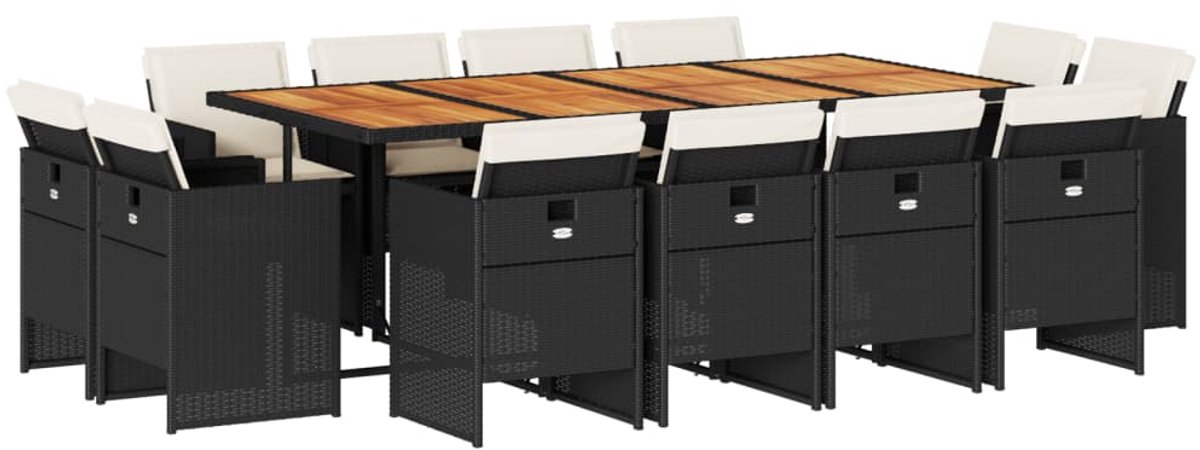 The Living Store 13-delige Tuinset met kussens poly rattan zwart - Tuinmeubels - Eetkamerset - Buitentafel - Lounge Set - Patio Furniture The Living Store 13-delige Tuinset met kussens poly rattan zwart - Tuinmeubels - Eetkamerset - Buitentafel - Lounge Set - Patio Furniture - Afbeelding 1