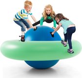 COSTWAY Opblaasbare koepelwip voor kinderen, 223 cm grote kinderwip om te rollen, kantelen, klimmen en springen, met 6 geïntegreerde handgrepen, outdoorwip voor kinderen vanaf 5 jaar