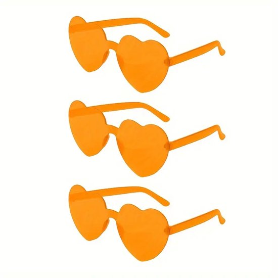 FA-VE Koningsdag Brillen - 3 stuks - Oranje hartjesbril - Kingsday - Koningsdag Accessoires - Zonnebril Oranje - Koningsdag Zonnebril