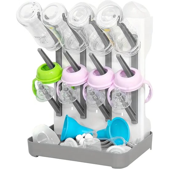 Dutchers.® Droogrek + Flessenborstel - Met Ruimte voor Fopspenen - Incl. Flessenborstels - Flessenrek - Flessenborstel - Droogrek voor Flessen Baby - Afdruiprek Flessen - Droogrek Baby - Afdruiprek Baby - Droogrek Babyflessen - Flessendroogrek van Dutchers.® — afbeelding 2