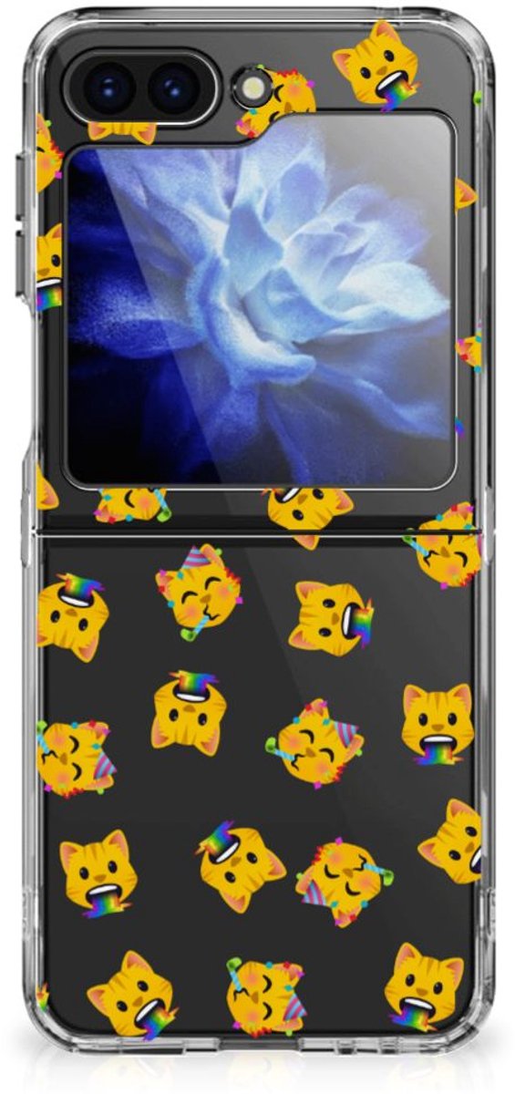 Back Cover voor TPU bumper voor Samsung Galaxy Z Flip 6 Katten Emojis