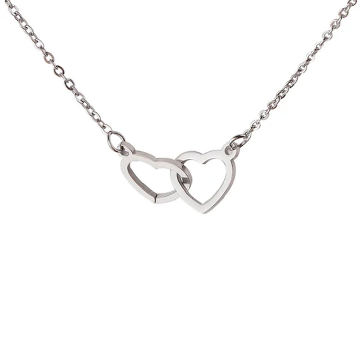 NEFET® - Vriendschapsketting Hartje (Zilverkleurig) - Vriendschap sieraden - Bff ketting - Ketting Dames Zilverkleurig - Ketting met Hanger hartje (Zilver)