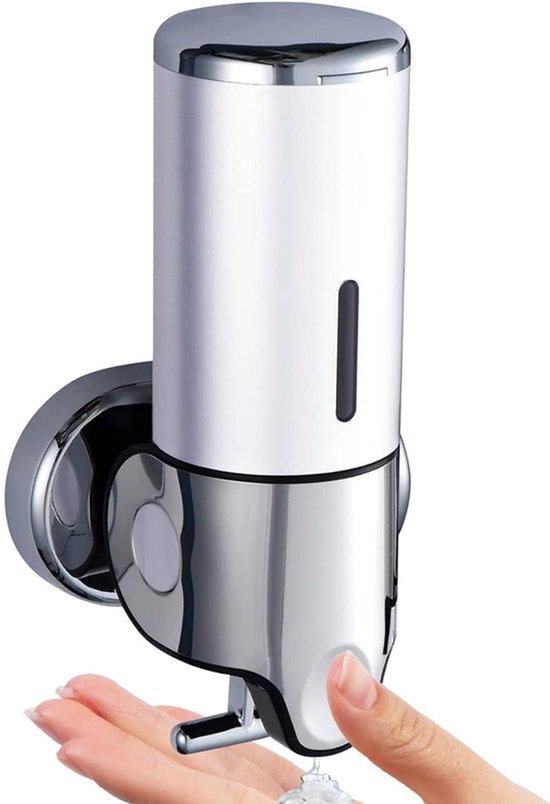 Ambrosya - Zeepdispenser met wandbevestiging - glazen zeep dispenser houder zeepbakje badkamer keuken toilet (roestvrij staal (geborst