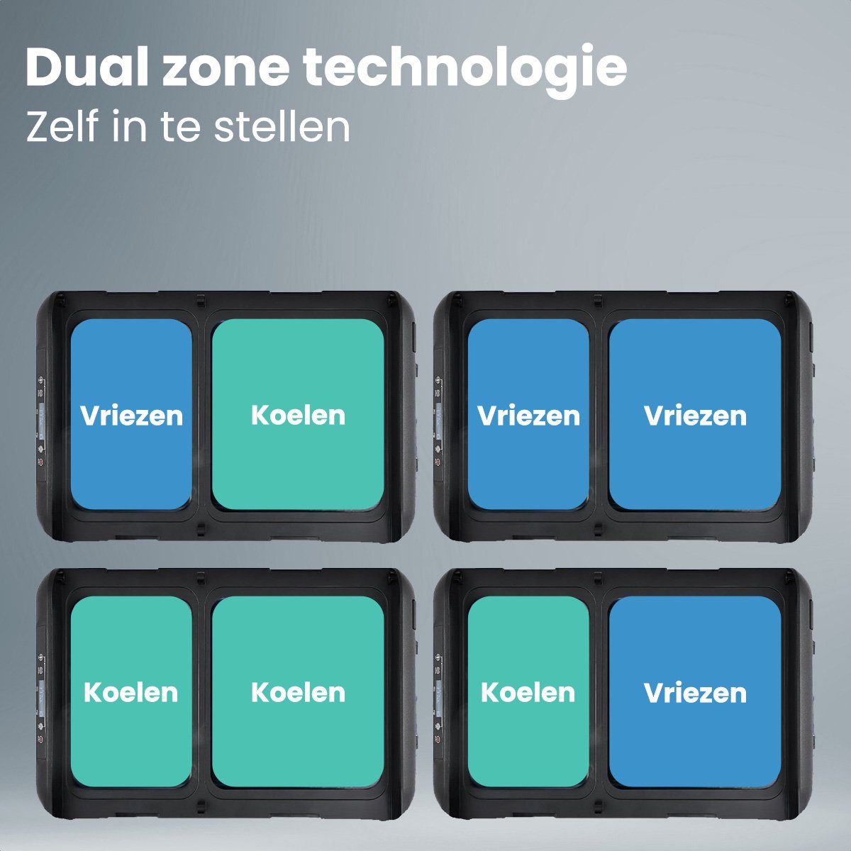 Auronic Elektrische Koelbox - Compressor - Twee Zones - 12V 230 Volt - Camping Koelkast - Auto - Vriezen en Koelen - 45L - Frigobox - Zwart/Grijs — afbeelding 3