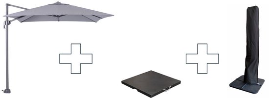 Parasol déporté Hawaii S - avec pied et housse - Gris clair - 250 x 250 cm