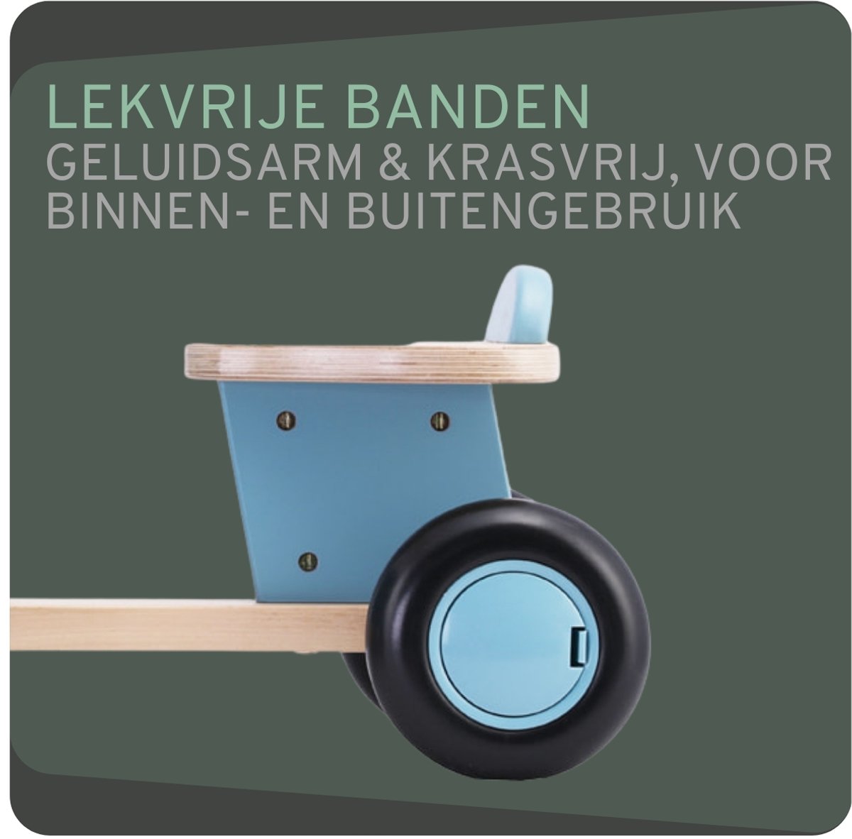 Bandits & Angels Bakfiets Loopfiets Hout Little Rider Retro Blue vanaf 1 jaar - Voor Jongens - Ride-On Houten Bakfiets - Houten Loop Fiets Blauw - Geluidsarme Wielen - Kraamcadeau — afbeelding 5